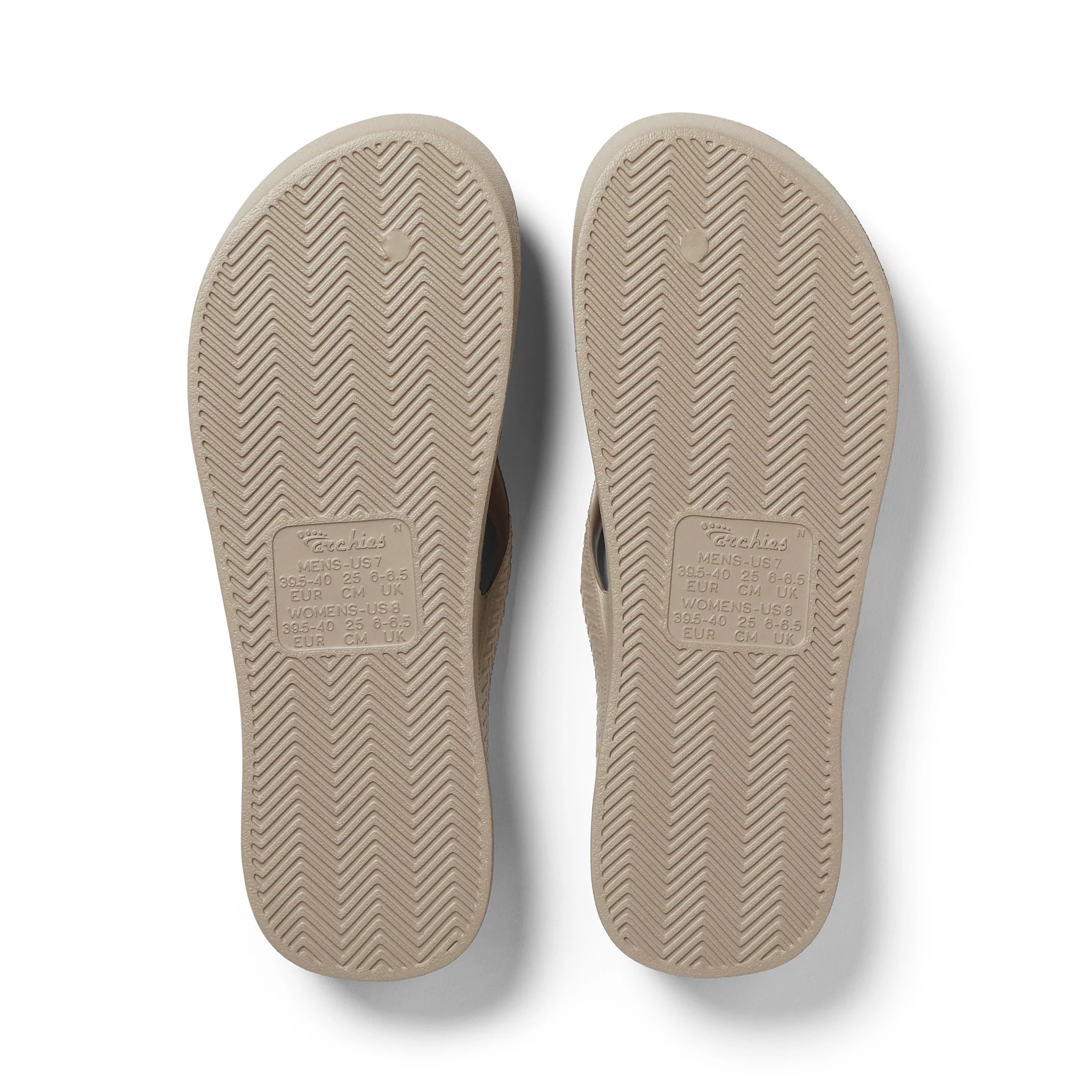 Archie's Arch Support Thongs - Taupe Crystal